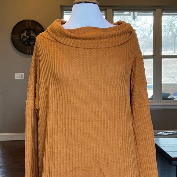 NWT Free People Juicy L/S Sweater XS S M Cowl Neck Draped Tunic Top Split Back - Picture 7 of 15